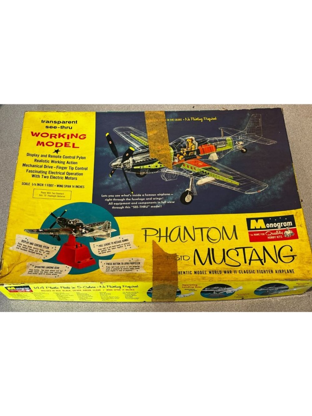 Monogram Phantom P-51D Mustang Transparent Airplane Model Kit Motorized